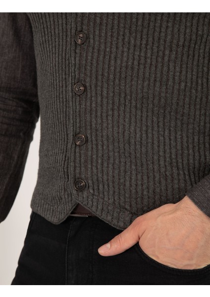 Erkek Gri Melanj Triko Yelek 50263175-VR086