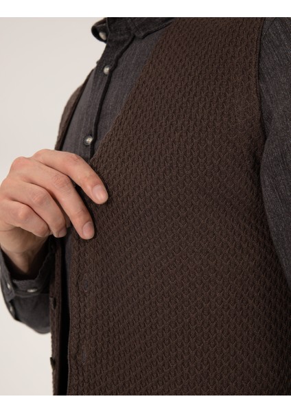 Erkek Kahverengi Triko Yelek 50263171-VR158