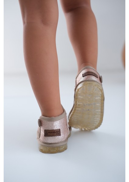 Aurora Kız Çocuk Bebek Simli Kışlık Taba Günlük Bot - Ortopedik Kaymaz Taban Sıcak Tutan Rahat Bot