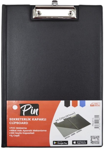 A4 Plastik Kapaklı Sekreterlik Siyah (8715)