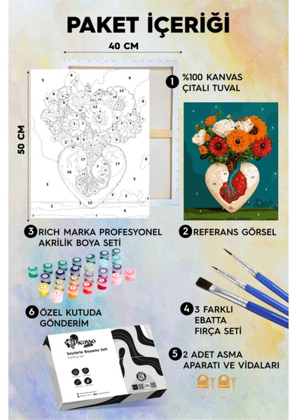 Kalpte Açan Çiçek Sayılarla Boyama Seti fiyatları