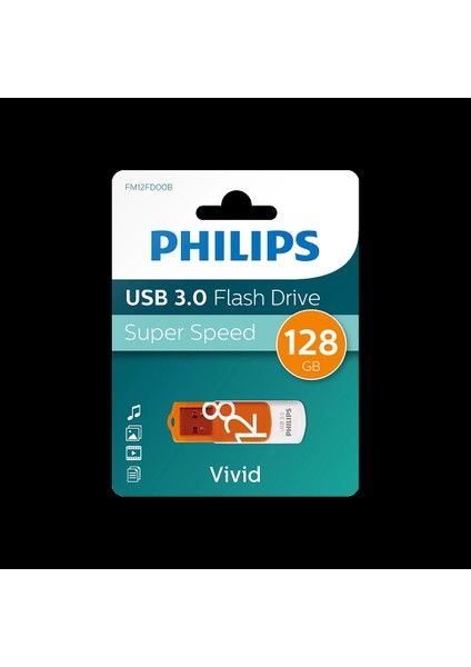 Phılıps FM12FD00B, 128GB, USB 3.0, Vivid, Turuncu, Flash Disk