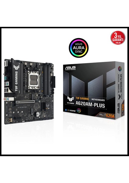 Tuf Gamıng A620AM-PLUS, 4xddr5, 2x M.2, Hdmı, 2xdp, Amd Ryzen 7000 Serisi, Am5 Soket Anakart