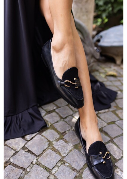 Touch Kadın Siyah Özel Ithal Aksesuar Loafer indirimleri