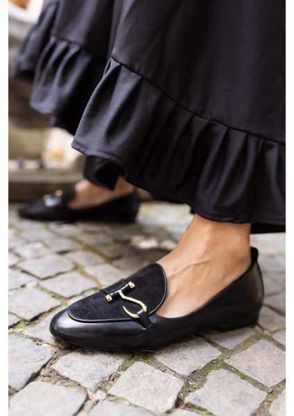 Touch Kadın Siyah Özel Ithal Aksesuar Loafer