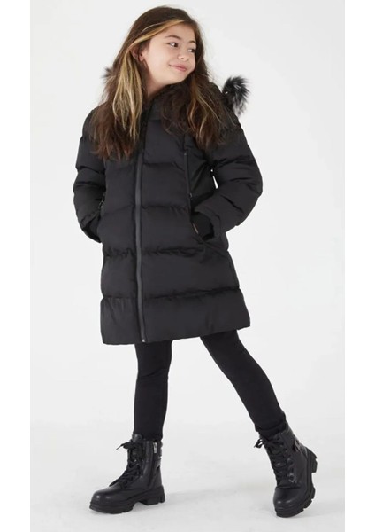 Peluş Astarlı Çıkarılabilen Kapüşnlu Kız Çocuk Mont