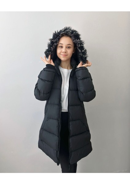 Peluş Astarlı Çıkarılabilen Kapüşnlu Kız Çocuk Mont fiyatları