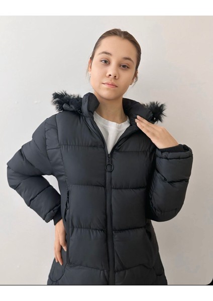 Peluş Astarlı Çıkarılabilen Kapüşnlu Kız Çocuk Mont fırsatları