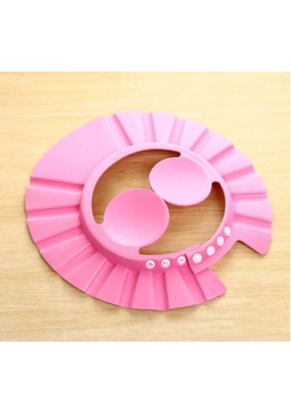 Litae Trend Bebek Banyo Şapkası Düğmeli Kulaklıklı Pembe