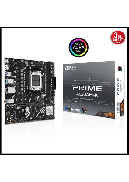 Prıme A620AM-K, 2xddr5, 1x M.2, Dp, Hdmı, Am5 Soket Anakart
