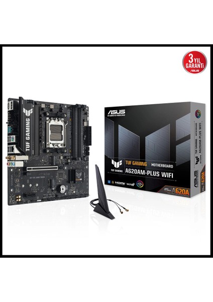 Tuf Gamıng A620AM-PLUS Wıfı, 4xddr5, 2x M.2, Hdmı, 2xdp, Wi-Fi 6, Bluetooth V5.3, Am5 Soket Gamıng Anakart