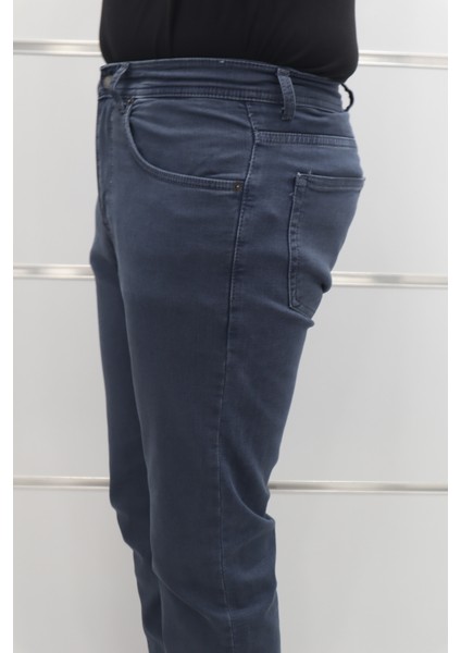 Fistan Store Erkek Koyu Mavi Yüksek Bel Rahat Kesim Boru Paça Jean Pantolon modelleri