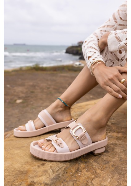 Leroy Kadın Siyah Taş Bant Fusped Taban Terlık