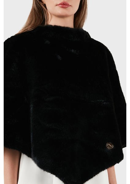 Shaida Comfort Fit Bisiklet Yaka Yumuşak Dokulu Peluş Panço AW5411POL03 Bayan Panço AW5411 POL03 Bla