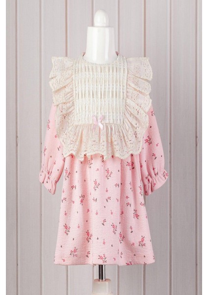 Kız Bebek Dantel Yaka Detaylı Vintage Çiçek Desenli Elbise Mevsimlik Şık Model 3-6-9-12-18-24AY modelleri