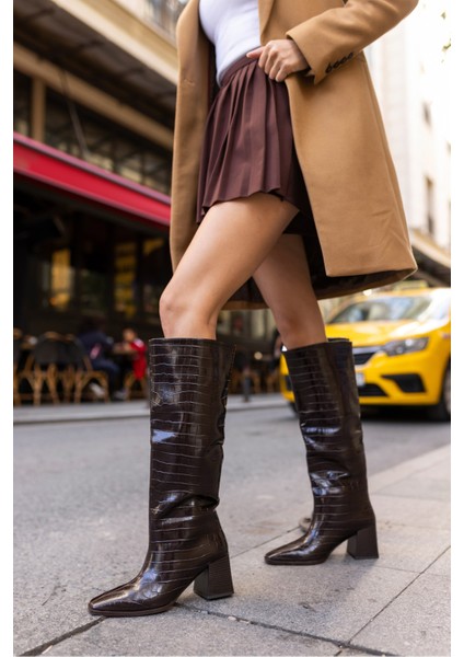 Kalımba Kadın Kahve Kroko Çizme