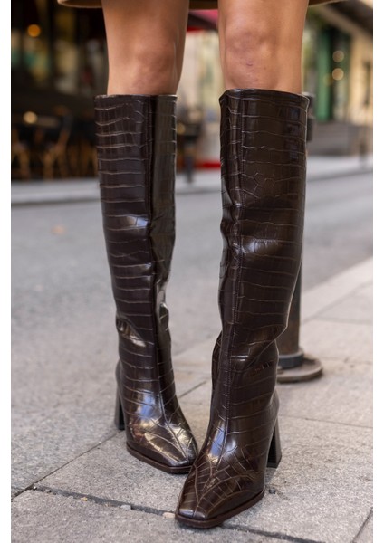 Kalımba Kadın Kahve Kroko Çizme