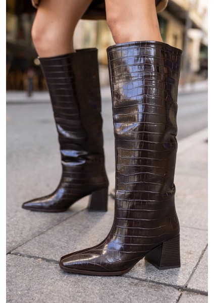Kalımba Kadın Kahve Kroko Çizme