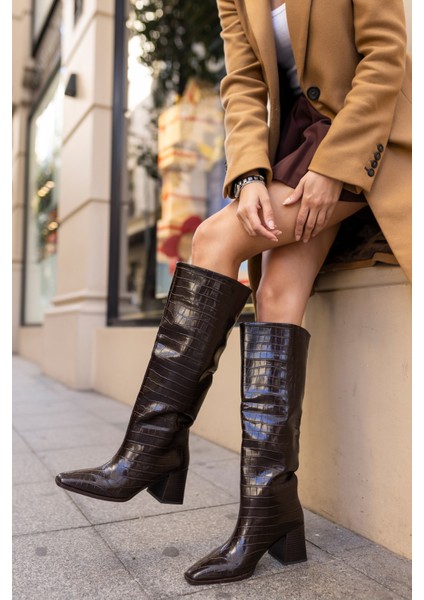 Kalımba Kadın Kahve Kroko Çizme