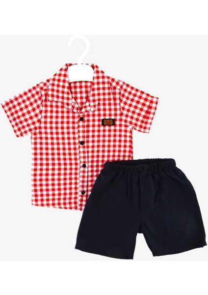 Erkek Çocuk Pitikareli Yazlık Kısa Kollu Gömlek Saten Şortlu 2li Takım Bayramlık Takım (Tam Kalıp) modelleri