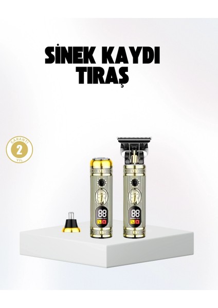 Buğz 2’si 1 Arada Saç ve Sakal Düzeltici Seti – T Bıçaklı, 8 Farklı Kılavuz Tarağı