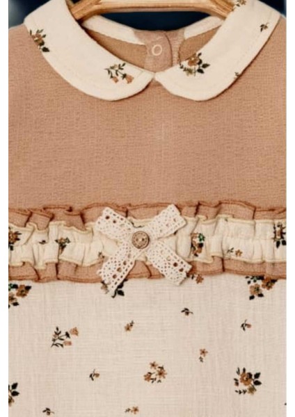 Fırfırlı Fiyonklu Bebe Yaka Patikli Tulum 0-12AY Alttan Çıt Çıtlı fırsatları