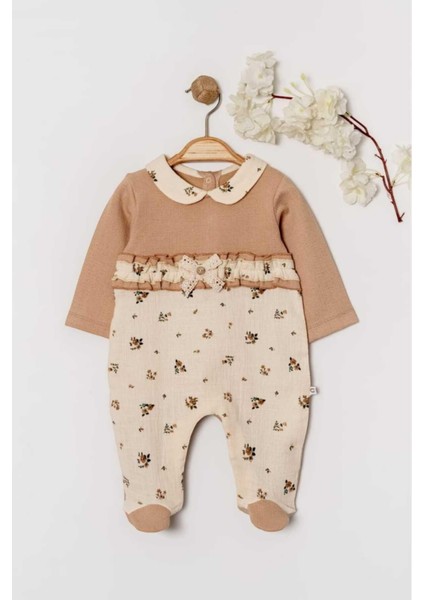 Fırfırlı Fiyonklu Bebe Yaka Patikli Tulum 0-12AY Alttan Çıt Çıtlı indirimleri
