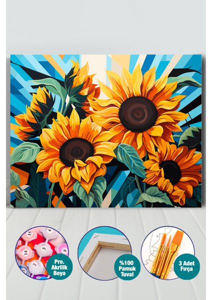 Ayçiçekleri Sayılarla Boyama Seti