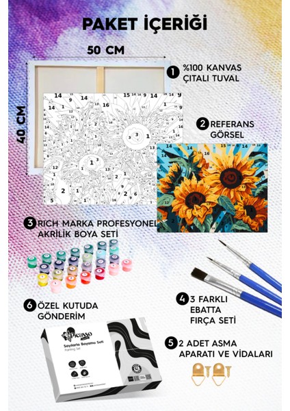 Ayçiçekleri Sayılarla Boyama Seti fiyatları