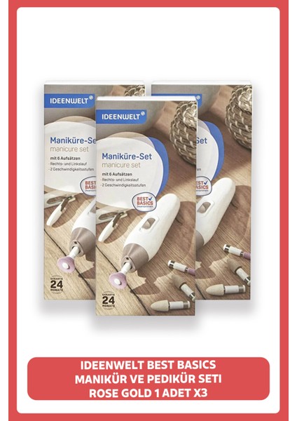 Ideenwelt Best Basic Manikur ve Pedikür Seti Rose Gold 1 Adet X3 Adet