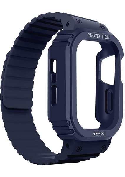 Apple Watch Ultra 2 3 49 mm Uyumlu Magnetik Silikon Kordon & Kasa Koruma 2 In 1 Darbe Emici Kayış modelleri