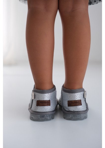 Aurora Kız Çocuk Bebek Simli Kışlık Taba Günlük Bot - Ortopedik Kaymaz Taban Sıcak Tutan Rahat Bot