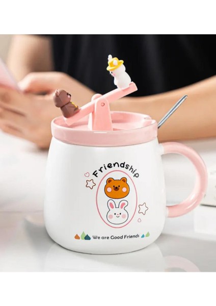 Sevimli Ayı ve Tavşan Tahterevalli Seramik Kupa 1967