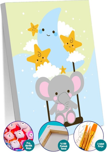 Küçük Fil ve Yıldızlar Sayılarla Boyama Seti