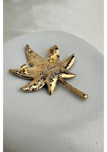 Uğur Böceği Detay Taşlı Yaprak Broş (7cm) modelleri