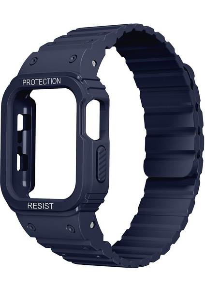 Apple Watch 6 5 4 3 2 1 Se 38 40 mm Uyumlu Magnetik Silikon Kordon & Kasa Koruma 2 In 1 Kayış