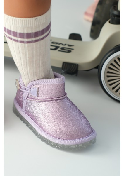 Aurora Kız Çocuk Bebek Simli Kışlık Taba Günlük Bot - Ortopedik Kaymaz Taban Sıcak Tutan Rahat Bot