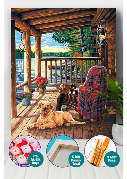 Kütük Ev Verandası Sayılarla Boyama Seti