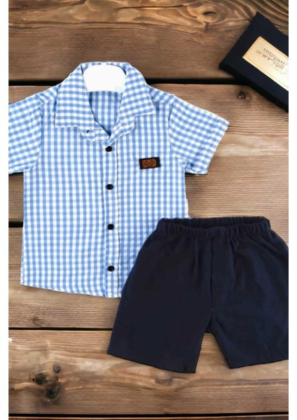 Erkek Çocuk Pitikareli Yazlık Kısa Kollu Gömlek Saten Şortlu 2li Takım Bayramlık Takım (Tam Kalıp) indirimleri