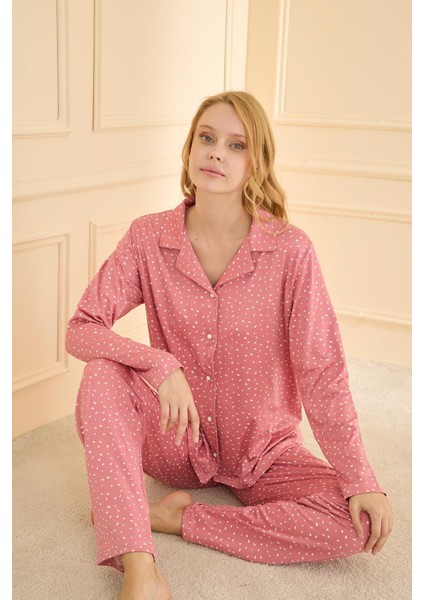 Kadın Sandy Genç Önden Düğmeli Pijama Takımı | Pudra 19103-558 modelleri