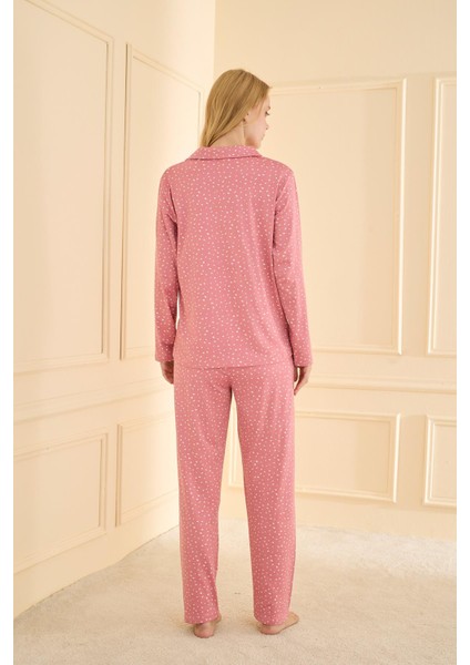 Kadın Sandy Genç Önden Düğmeli Pijama Takımı | Pudra 19103-558 fırsatları