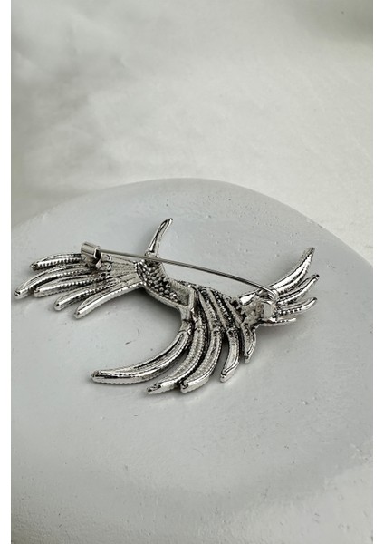 Renkli Taş Detaylı Zarif Anka Kuşu Broş (7cm) modelleri