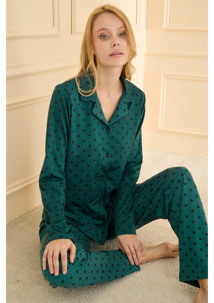 Kadın Sandy Genç Önden Düğmeli Pijama Takımı | Yeşil 19103-561 fiyatları