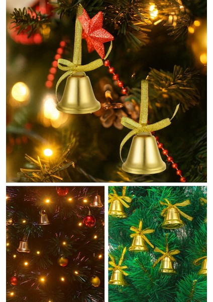 biton 12 adet mini çan yılbaşı çam ağacı süsü 3 cm sarı kurdeleli gold yılbaşı çam ağacı süsü