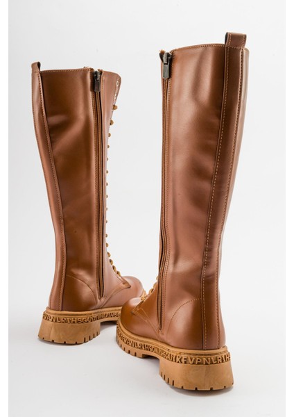 Kaydırmaz Çok Bağcıklı Fermuarlı Çizme Taba Cilt fırsatları