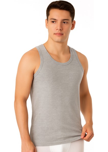 3'lü Paket Pamuklu Süprem Kalın Askılı Klasik Erkek Atlet | Gri K0050 modelleri