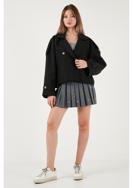 Regular Fit Kruvaze Yaka Düğmeli Astarlı Ceket Mont Bayan Mont 6524955 fiyatları