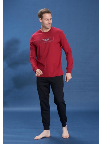 Erkek Penye Süprem Bisiklet Yaka Pijama Takım | Bordo 2137 fiyatları