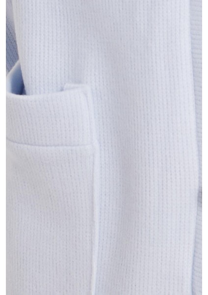 Kadın Relax Fit Rahat Kesim Örme Kumaş Çift Cepli V Yaka Mavi Hırka modelleri