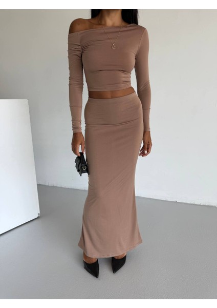 Sandy Kumaş Dar-Slim Kalıp Etek-Bluz Ikili Takım